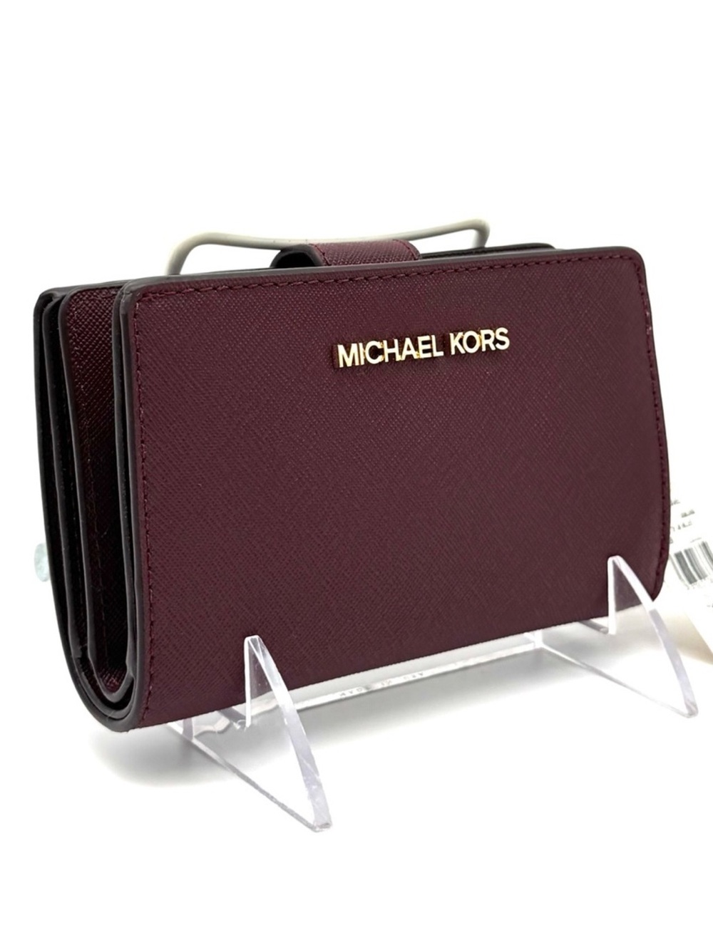 Michael Kors Medium Bifold Zip Chain Wallet Ox Blood